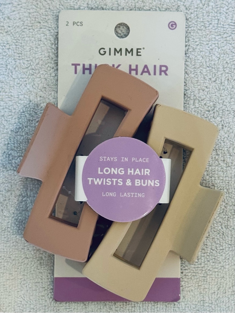 GIMME beauty Thick Hair Rectangular Claw Clips in Tam/Pink BRAND NEW - Picture 5 of 6